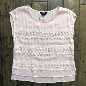 New Jack Dusty Rose Lace Victorian Short Sleeve S